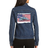 Patriotic American Naval Fa 18 Superhornet Tee In Action Ladies Denim Jacket | Artistshot