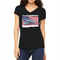 Patriotic American Naval Fa 18 Superhornet Tee In Action Women's V-neck T-shirt | Artistshot