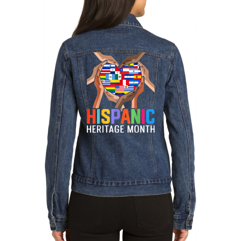 Latin Countries Hands Heart Flags Hispanic Heritage Month T Shirt Ladies Denim Jacket by cm-arts | Artistshot