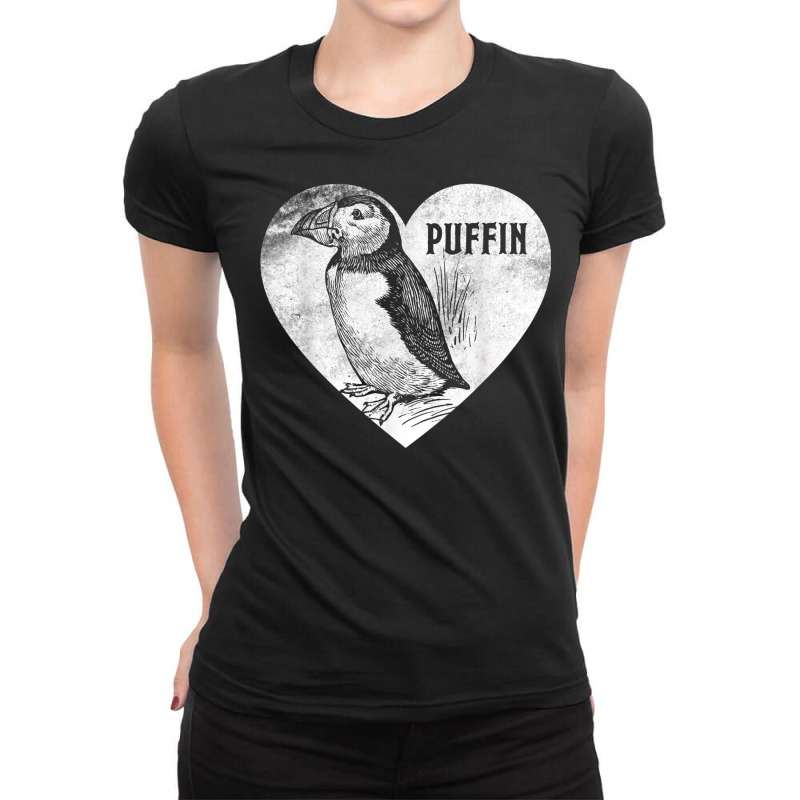 Love Heart Puffins Shirt Cute Puffin Iceland Lover Gift Tee Ladies Fitted T-Shirt by cm-arts | Artistshot