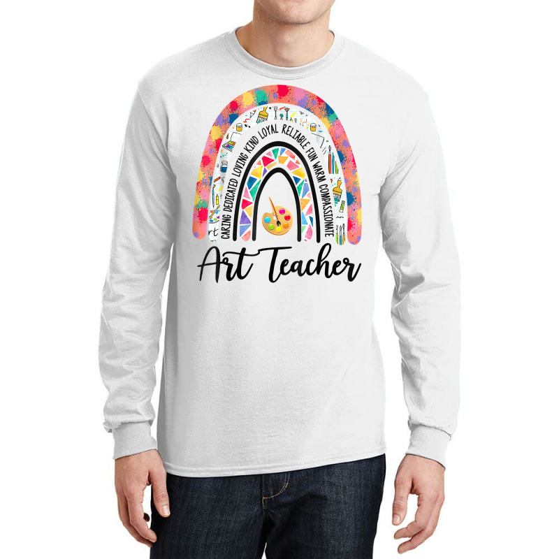 Art Teacher Boho Rainbow Caring Dedicated Loving Vintage T Shirt Long Sleeve Shirts by cm-arts | Artistshot