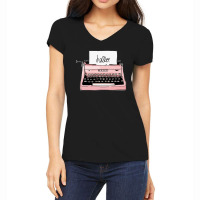 Hand Drawn Vintage Typewriter Writing Machine Women's V-neck T-shirt | Artistshot