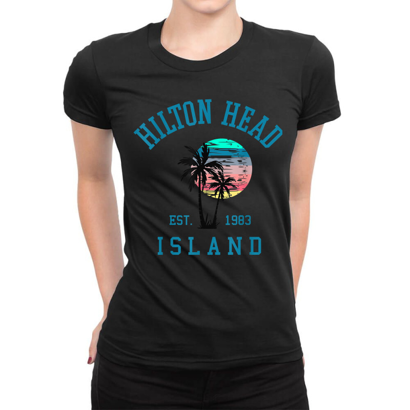 Hilton Head Island South Carolina Beach Palm Trees Summer Ladies Fitted T-Shirt by FrancesTiffany | Artistshot