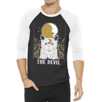 Devil Cat Moon Tarot Card Pagan Goblincore Goth Occult Sweatshirt 3/4 Sleeve Shirt | Artistshot