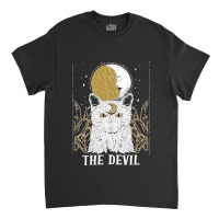 Devil Cat Moon Tarot Card Pagan Goblincore Goth Occult Sweatshirt Classic T-shirt | Artistshot