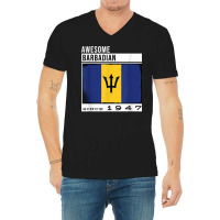 Awesome Barbadian Since 1947   Barbadian 75th Birthday T Shirt V-neck Tee | Artistshot