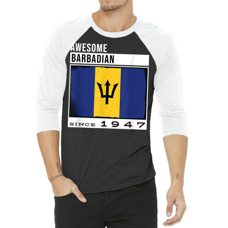 Awesome Barbadian Since 1947   Barbadian 75th Birthday T Shirt 3/4 Sleeve Shirt by cm-arts | Artistshot