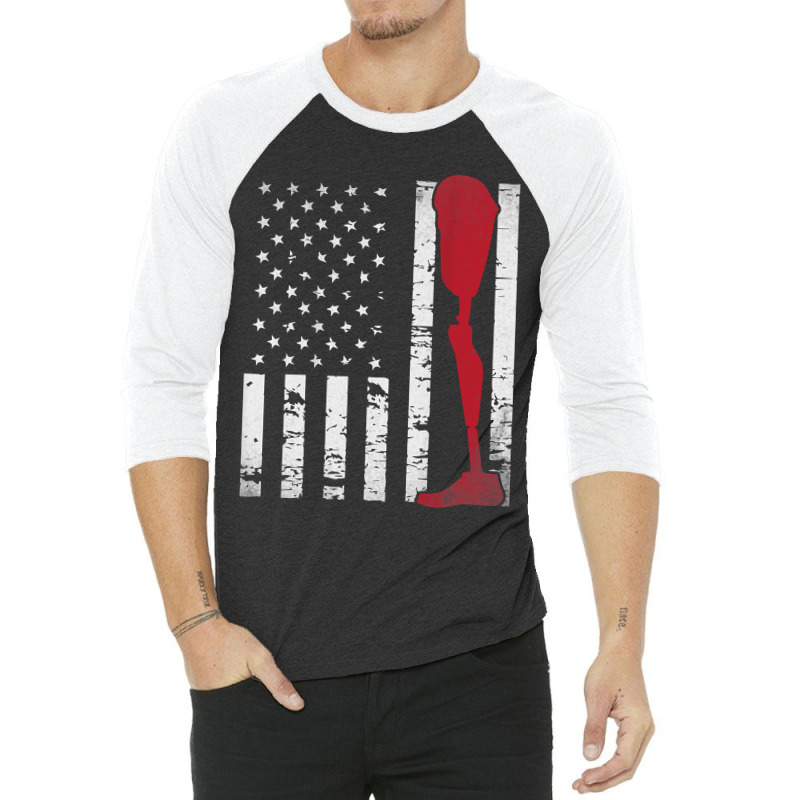 Amputee Patriotic Prosthetic Leg Flag 3/4 Sleeve Shirt by Graham Sanchez | Artistshot