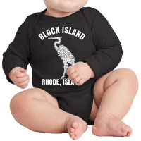 Block Island Rhode Island Shirt Light Vintage Distress Crane T Shirt Long Sleeve Baby Bodysuit | Artistshot