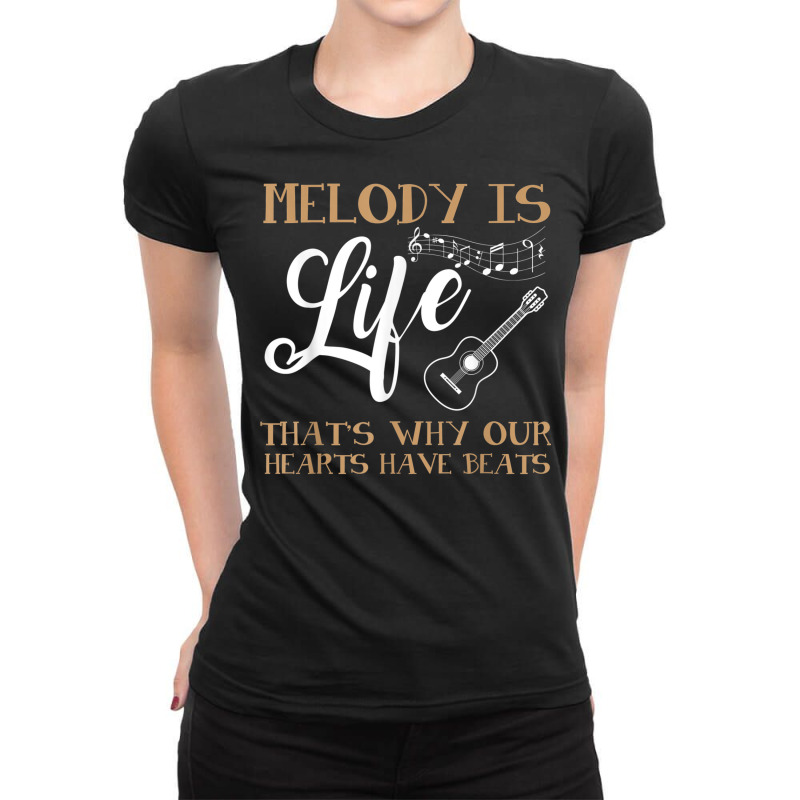 Music T Shirt Melody Is Life Novelty Guitar Shirt T Shirt Ladies Fitted T-Shirt by cm-arts | Artistshot