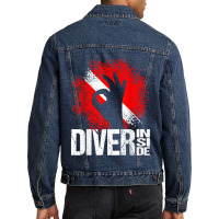 Diver Inside Diving Flag Wreck Sports Diving Men Denim Jacket | Artistshot