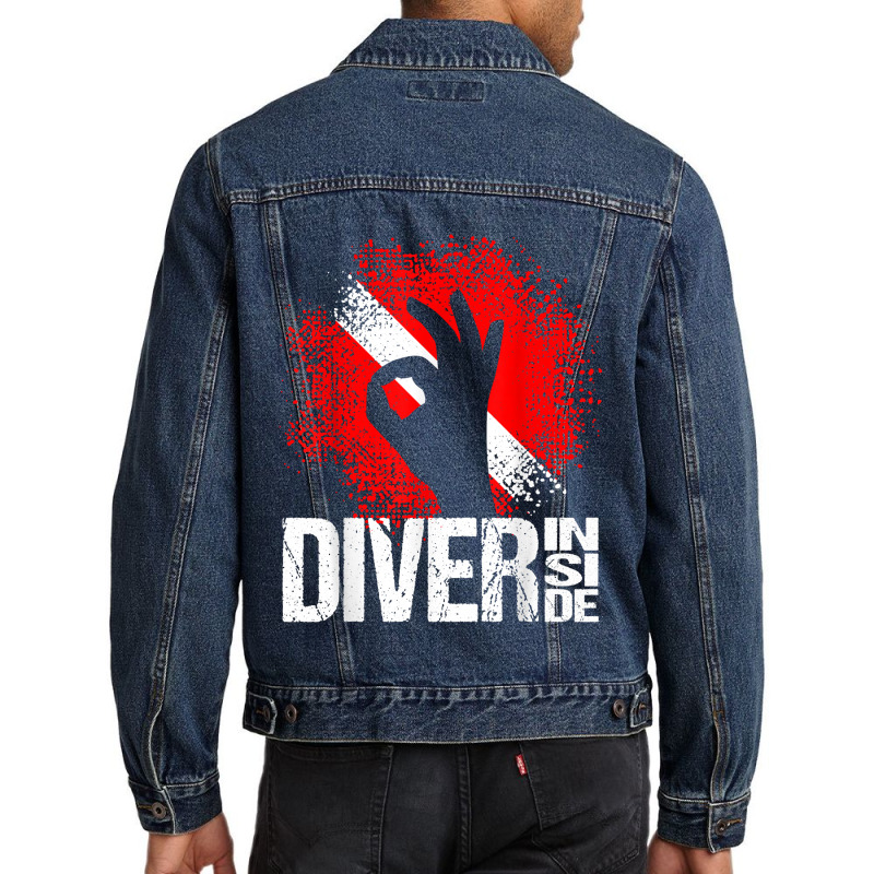 Diver Inside Diving Flag Wreck Sports Diving Men Denim Jacket by NorikoKanemura | Artistshot