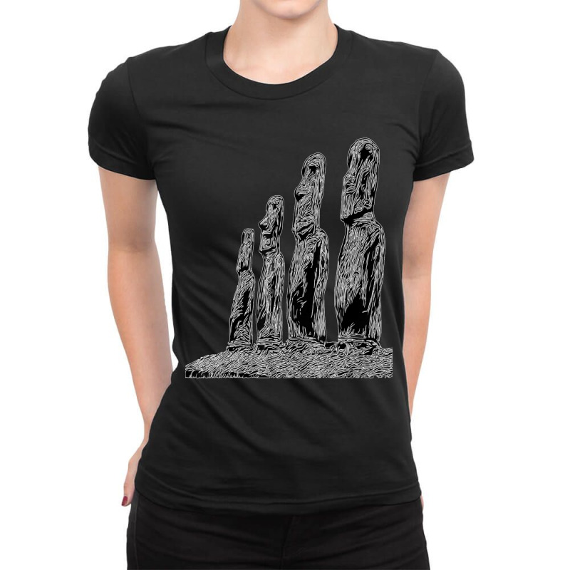 Easter Island Moai Statue Monolith World Mystery Ladies Fitted T-shirt | Artistshot