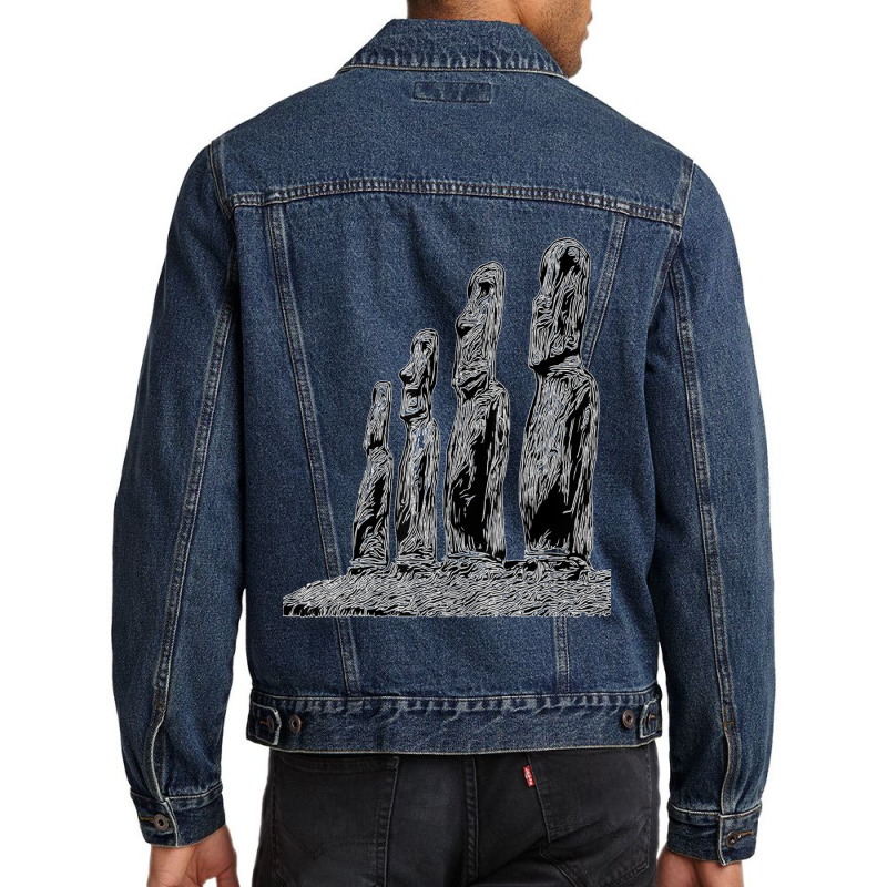 Easter Island Moai Statue Monolith World Mystery Men Denim Jacket | Artistshot