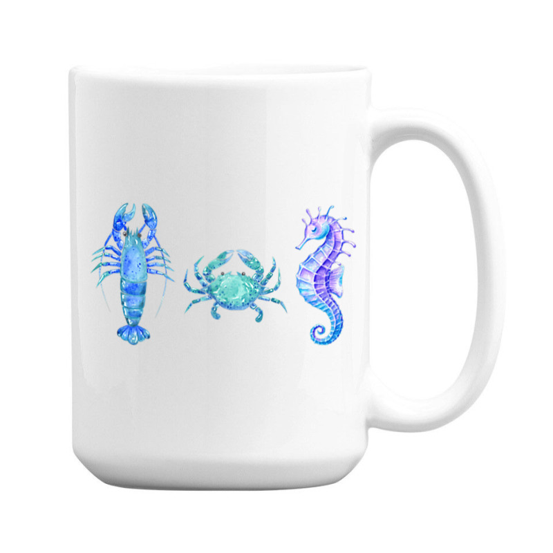 Crustaceancore Ocean Blush Crustacean Lobster Crab Seahorse 15 Oz Coffee Mug | Artistshot