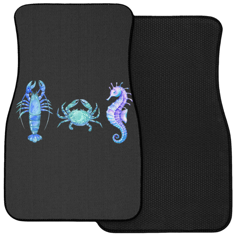 Crustaceancore Ocean Blush Crustacean Lobster Crab Seahorse Front Car Mat | Artistshot