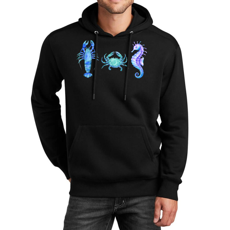 Crustaceancore Ocean Blush Crustacean Lobster Crab Seahorse Unisex Hoodie | Artistshot