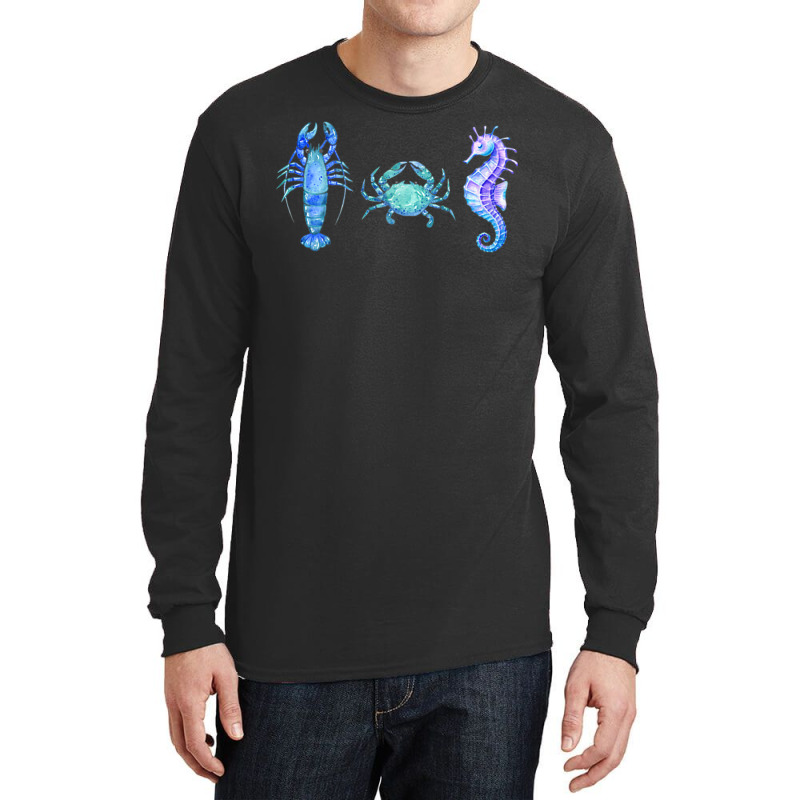 Crustaceancore Ocean Blush Crustacean Lobster Crab Seahorse Long Sleeve Shirts | Artistshot