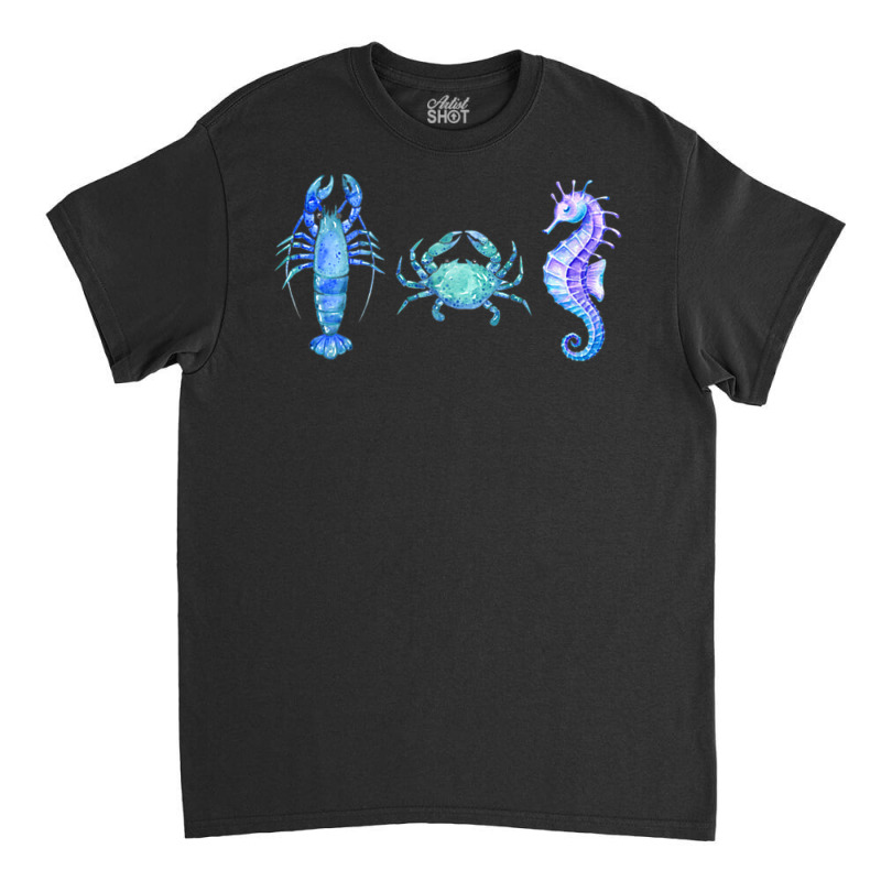 Crustaceancore Ocean Blush Crustacean Lobster Crab Seahorse Classic T-shirt | Artistshot