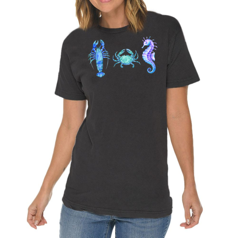 Crustaceancore Ocean Blush Crustacean Lobster Crab Seahorse Vintage T-shirt | Artistshot