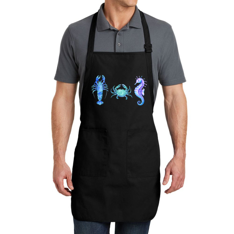 Crustaceancore Ocean Blush Crustacean Lobster Crab Seahorse Full-length Apron | Artistshot