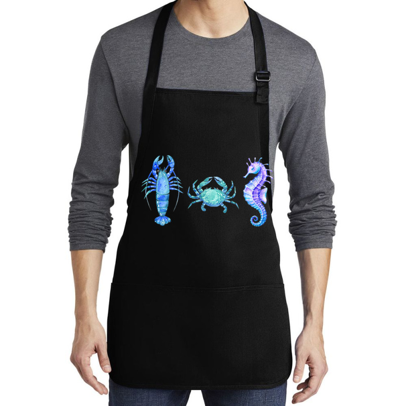 Crustaceancore Ocean Blush Crustacean Lobster Crab Seahorse Medium-length Apron | Artistshot