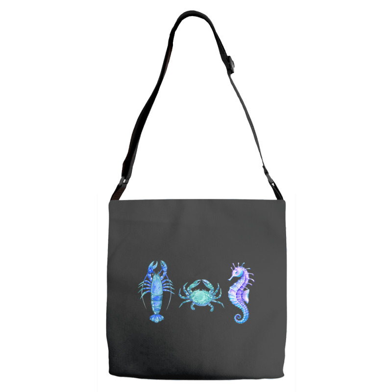 Crustaceancore Ocean Blush Crustacean Lobster Crab Seahorse Adjustable Strap Totes | Artistshot