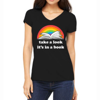 Take A Look Its In A Book Retro Inspired Reading Rainbow Classic Women's V-neck T-shirt | Artistshot