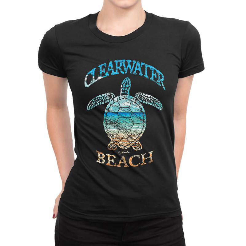 Jcombs Clearwater Beach, Fl, Beach In The Sea Turtle Ladies Fitted T-Shirt by FrancesTiffany | Artistshot