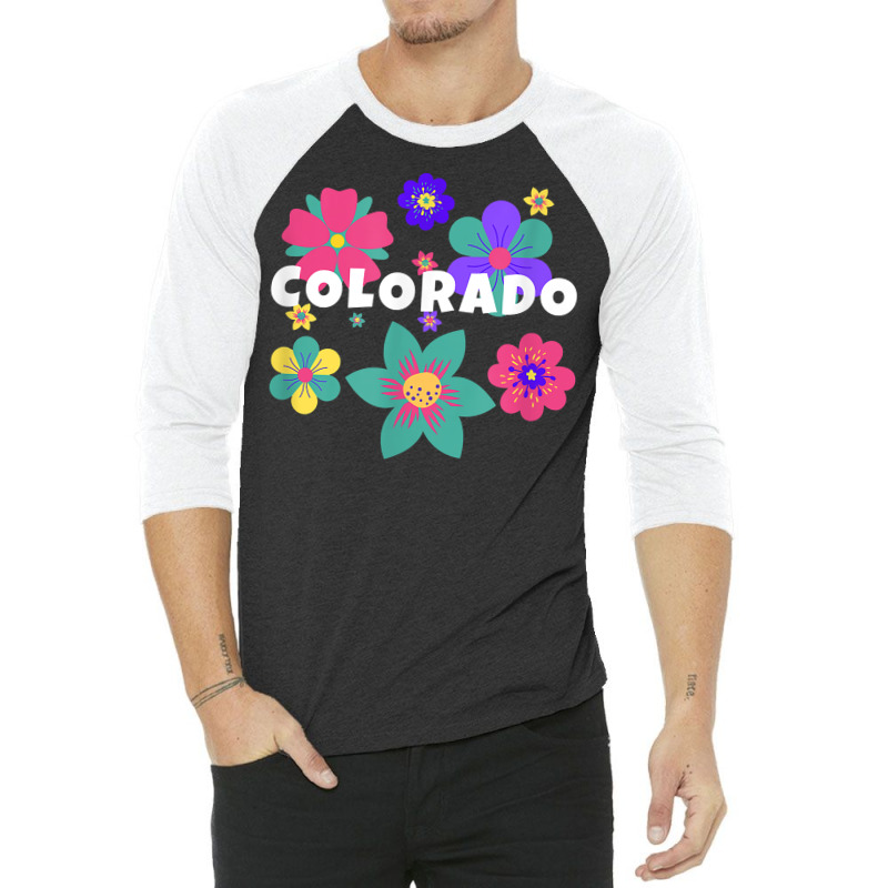 Floral Overlay Colorado Souvenir Tee Flowers For Women Kids T Shirt 3/4 Sleeve Shirt by cm-arts | Artistshot