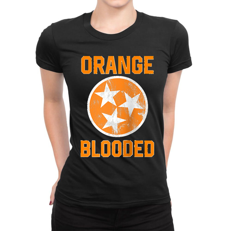 Tennessee Fan Orange Blooded Vol Sports Fan State Flag Tn Raglan Baseb Ladies Fitted T-Shirt by cm-arts | Artistshot