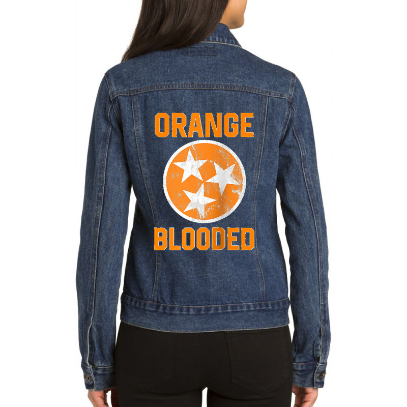 Tennessee Fan Orange Blooded Vol Sports Fan State Flag Tn Raglan Baseb Ladies Denim Jacket by cm-arts | Artistshot