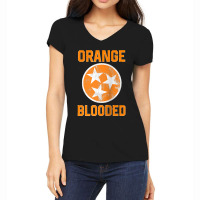 Tennessee Fan Orange Blooded Vol Sports Fan State Flag Tn Raglan Baseb Women's V-neck T-shirt | Artistshot