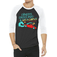 Diners Drive Ins Dragons 3/4 Sleeve Shirt | Artistshot