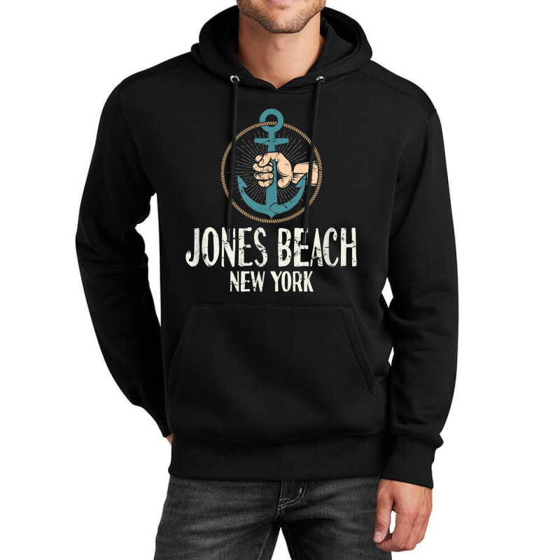 Jones Beach New York Boat Anchor T Shirt Distressed Unisex Hoodie by cm-arts | Artistshot