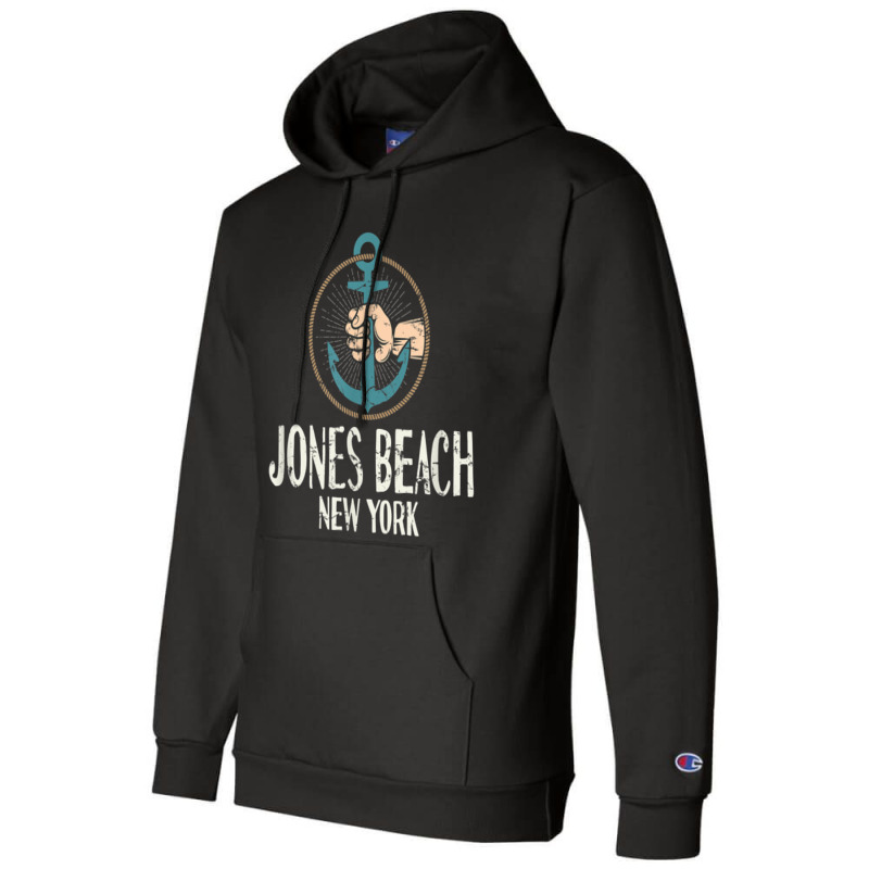 Jones Beach New York Boat Anchor T Shirt Distressed Champion Hoodie by cm-arts | Artistshot