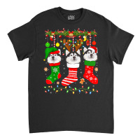 Alaskan Malamute Dog In Christmas Socks Lights Xmas Classic T-shirt | Artistshot