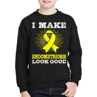 I Make Endometriosis Look Good Shirt Yellow Ribbon Youth Sweatshirt | Artistshot