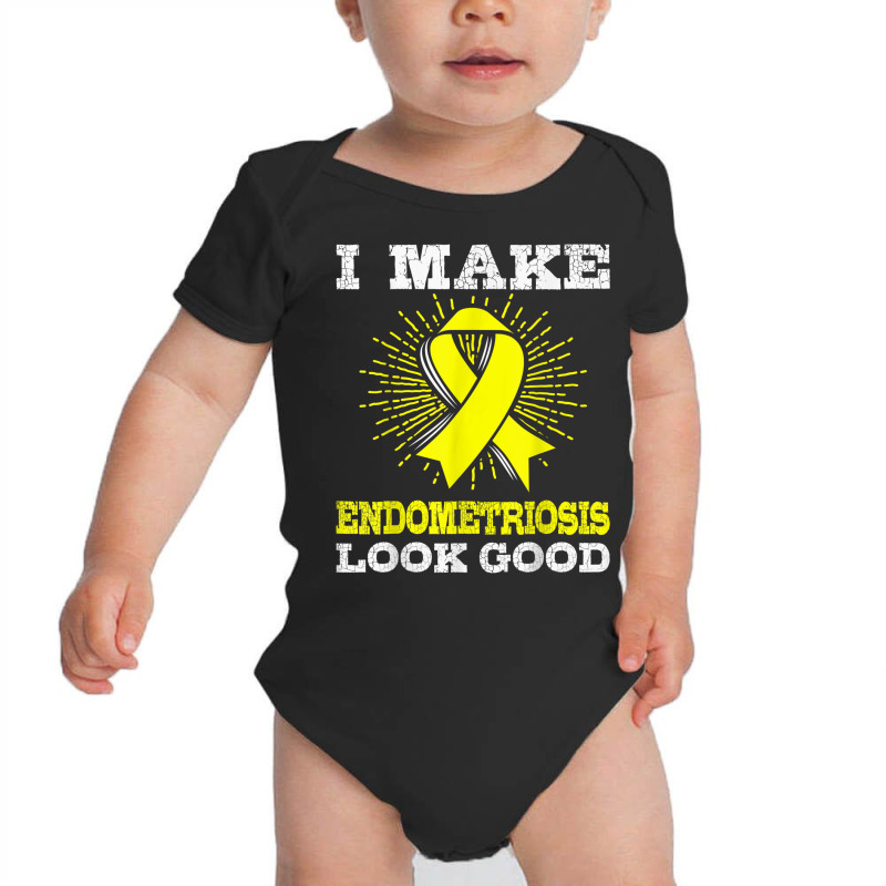 I Make Endometriosis Look Good Shirt Yellow Ribbon Baby Bodysuit by cm-arts | Artistshot