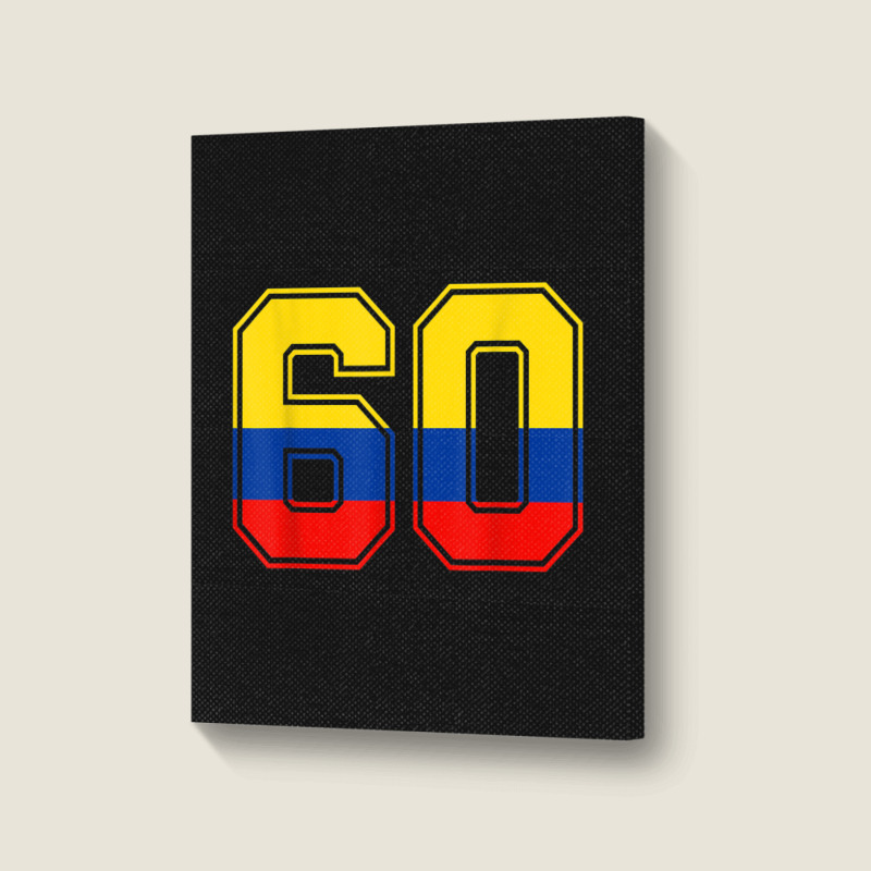 60th Birthday Colombian 60 Years Old Number 60 Colombia Flag Portrait Canvas Print | Artistshot