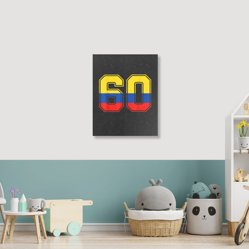 60th Birthday Colombian 60 Years Old Number 60 Colombia Flag Portrait Canvas Print | Artistshot