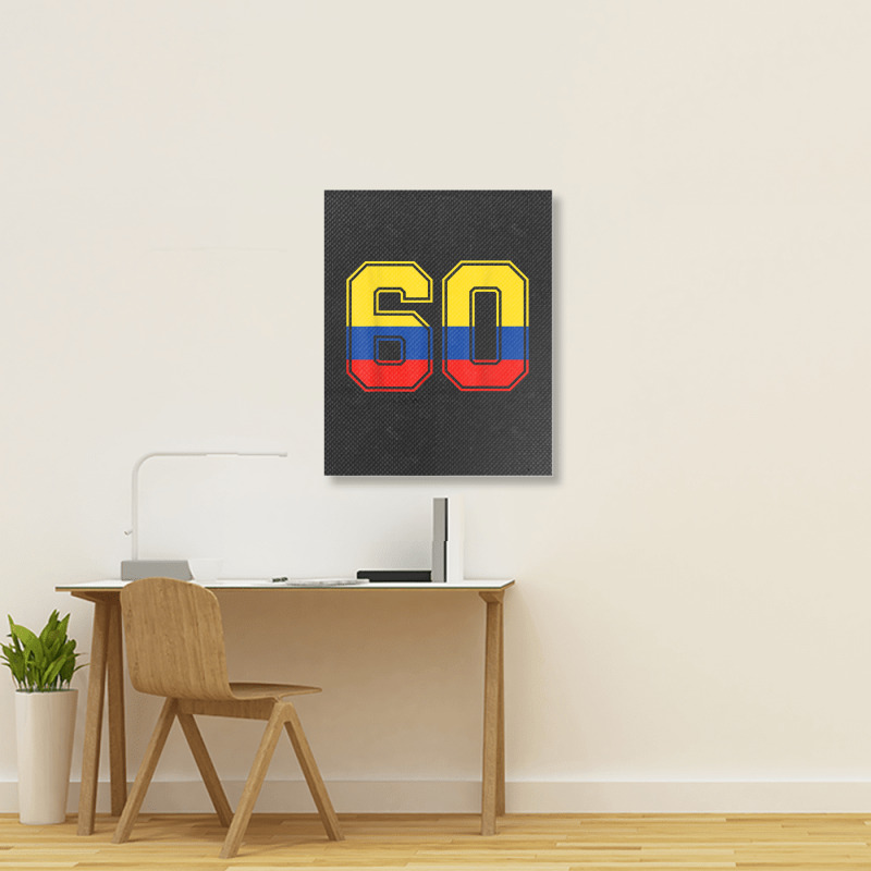 60th Birthday Colombian 60 Years Old Number 60 Colombia Flag Portrait Canvas Print | Artistshot