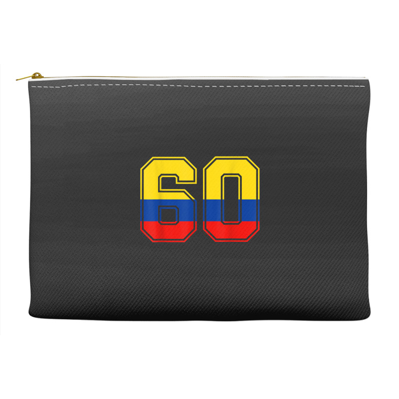 60th Birthday Colombian 60 Years Old Number 60 Colombia Flag Accessory Pouches | Artistshot