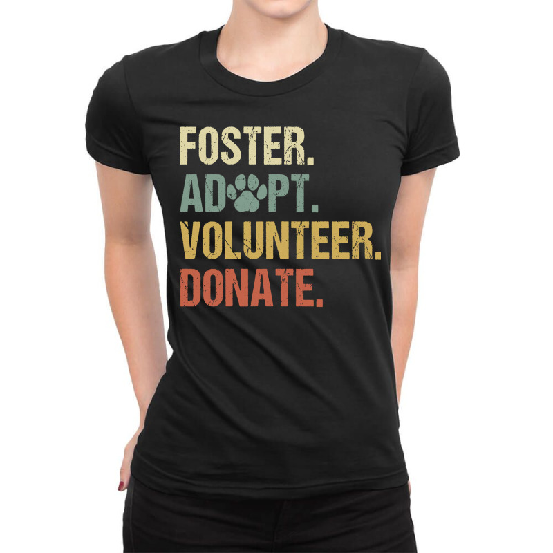 Vintage Foster Adopt Volunteer Donate Animals Rescue Shelter Long Slee Ladies Fitted T-Shirt by cm-arts | Artistshot