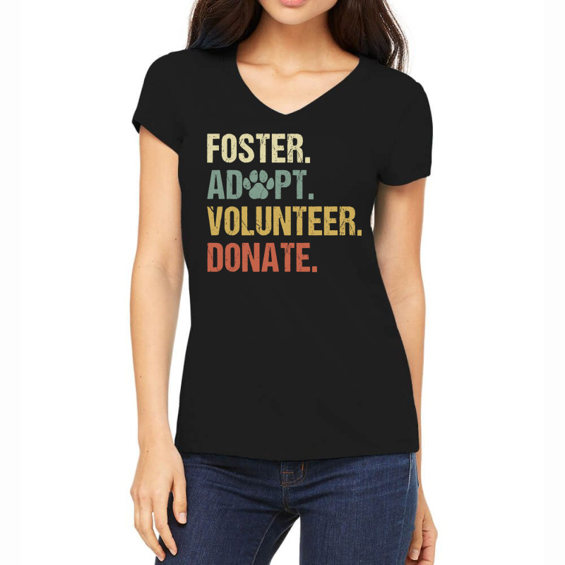 Vintage Foster Adopt Volunteer Donate Animals Rescue Shelter Long Slee Women's V-Neck T-Shirt by cm-arts | Artistshot