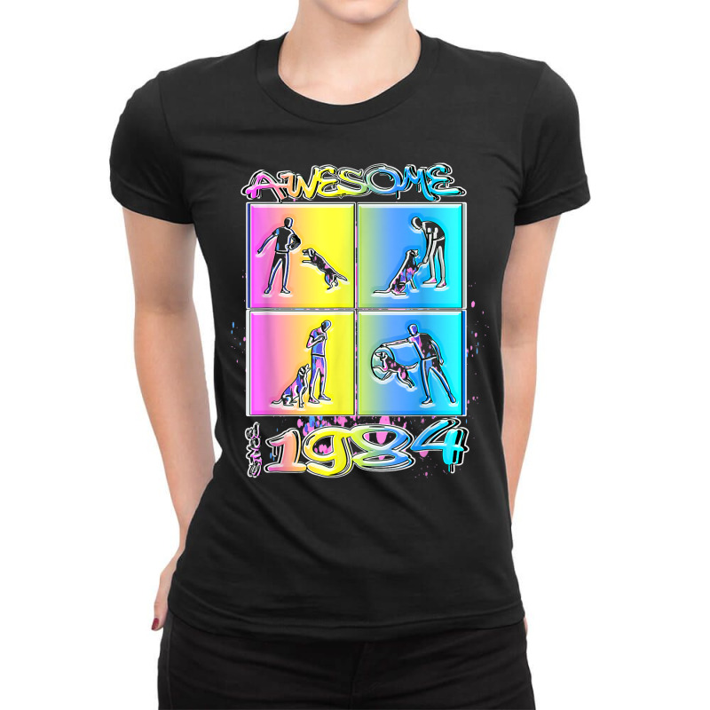 Awesome Since 1984. Agility Dog Training Graffiti Design Ladies Fitted T-Shirt by Markets | Artistshot