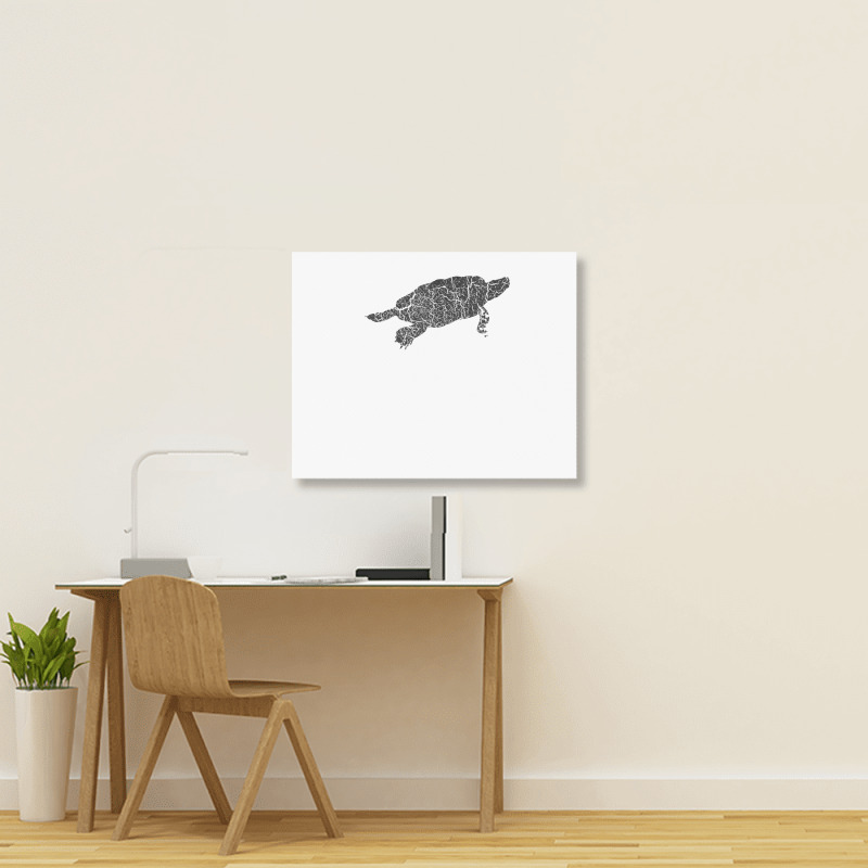 Snapping Turtle Distressed Print   Vintage Snapping Turtle T Shirt Landscape Canvas Print | Artistshot