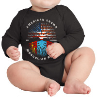 American Grown Mongolian Roots Mongolia Flag Long Sleeve Baby Bodysuit | Artistshot