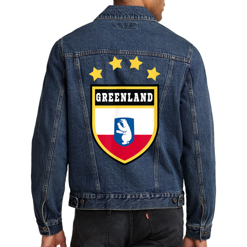 Greenland T Shirt Coat Of Arms Tee Flag Souvenir Nuuk Men Denim Jacket | Artistshot