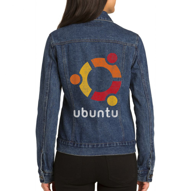 Ubuntu - Debian Based Linux Operating System For Coders Ladies Denim Jacket by LaynieWash | Artistshot